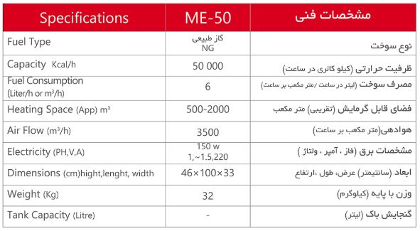 ME50 مشخصات