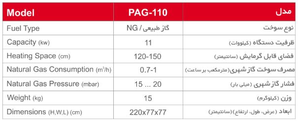 PAG-110 مشخصات فنی